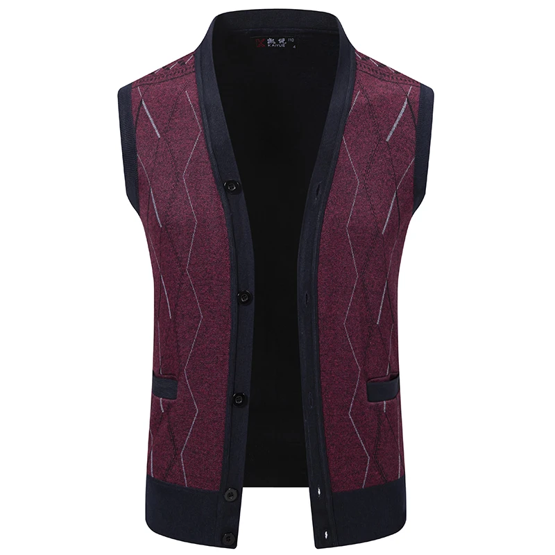 Men's Cardigan Sweater Vest men sweater vests mens knitted vest Autumn and Winter Warm Slim Knit Waistcoat For Men