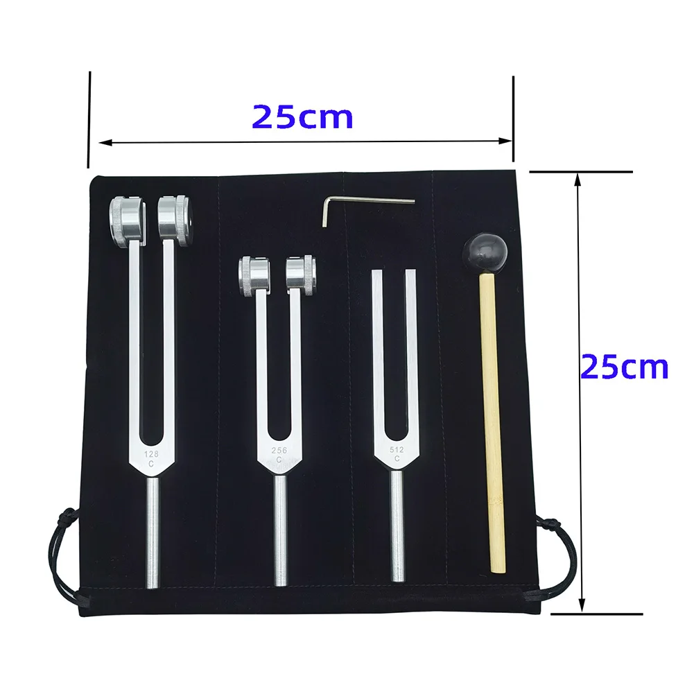 Tuning Forks Set128Hz 256Hz 512Hz Aluminum Alloy Tuning Fork Set With Hammer And Storage Bag For Sound Healing Meditation Tool