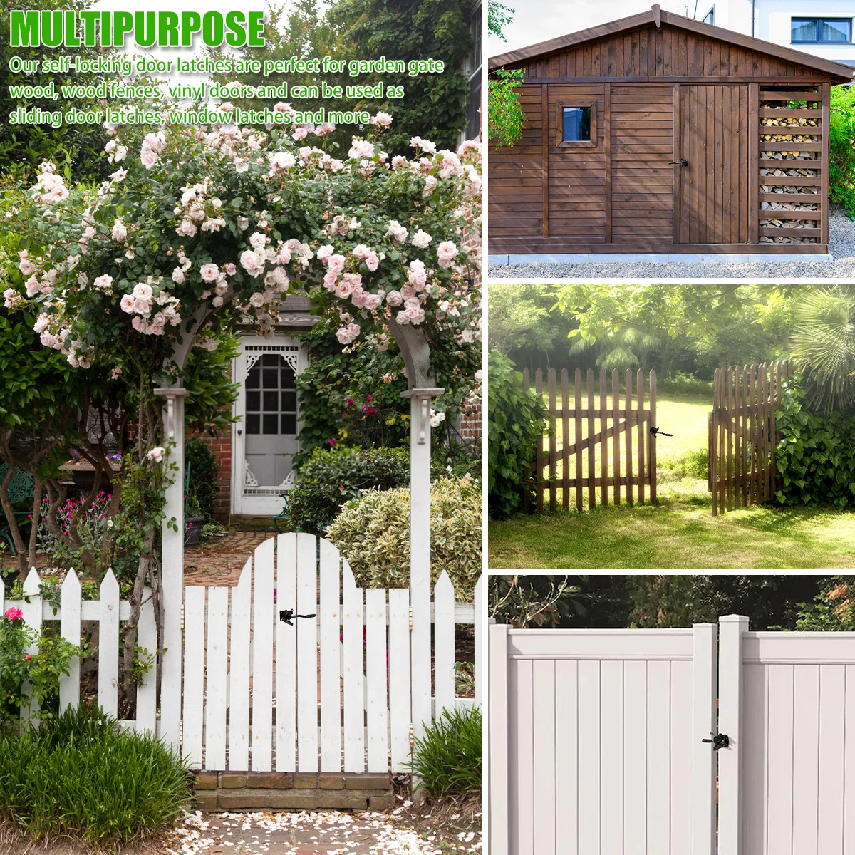 thumbnail interactive-video image 1 of Self-Locking Gate Latch For Wooden Fences - Heavy Duty Gravity Lock For Pool, Yard & Garden Gates 1 of 14