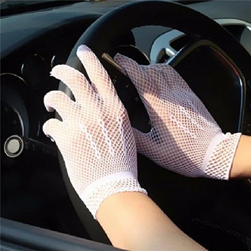 

Women Short Tulle Gloves Sexy Lace Mittens Tulle Full Finger Gloves Lady Driving Glove Transparent Mittens Wedding Bridal Gloves