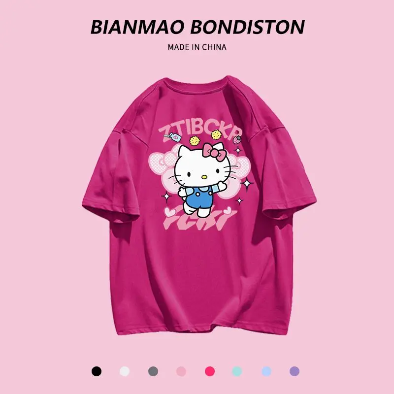 

Футболка Sanrio Kawaii из натурального хлопка с коротким рукавом и принтом «Hello Kitty»