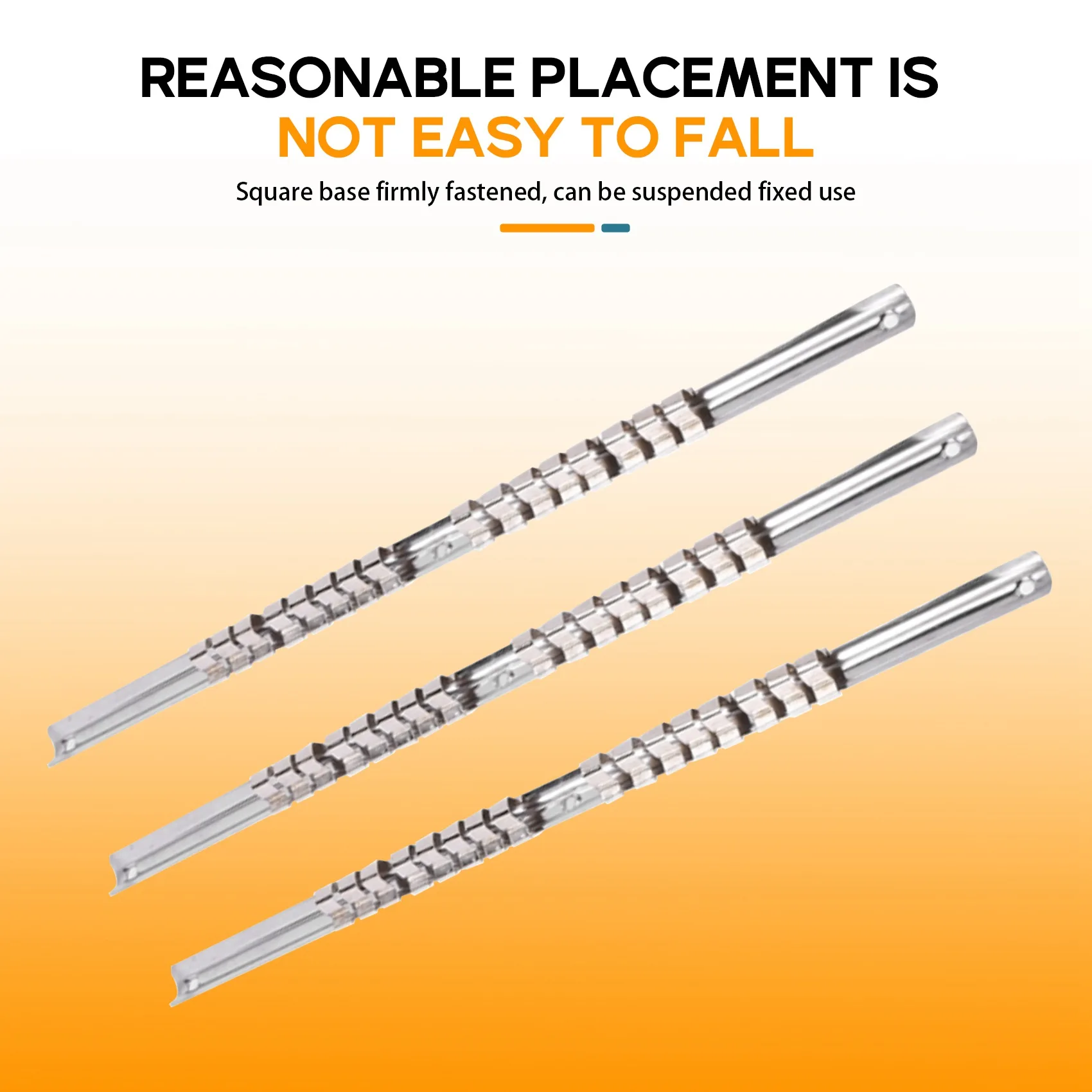 YFYS 3Pcs 소켓 랙 홀더 1/4인치 3/8인치 1/2인치 레일에 16개의 클립이 있는 도구 정리함 보관함