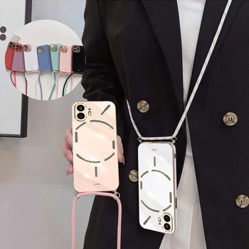 Custodia per telefono con placcatura con cordino a tracolla per niente telefono 2 Protezione morbida per lenti in TPU Cover posteriore antiurto per niente telefono 3A Pro
