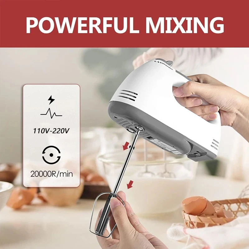 Handmixer Electric Handheld Speed Portable Kitchen Mixer Electric Food Beater Whipping Mixing Cookies Cakes Eggs Dough 110V-220V