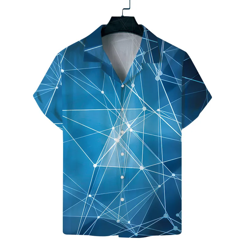 thumbnail image 1 of Camisas con ilusión óptica pop para hombre, ropa con estampado 3D, camisas hawaianas de playa, blusas de manga corta Y2K, ropa vintage, blusa con solapa, 1 of 5