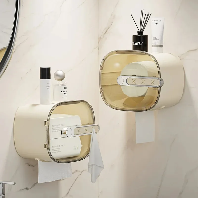 

Toilet Tissue Box Bathroom Washcloth Storage Box Multifunctional Wall Mounted Waterproof Paper Drawer Bathroom Accessories