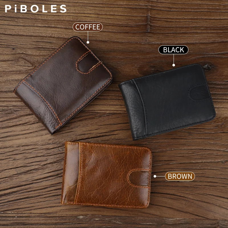 Mens Short Wallet Casual Soft Leather Mens Horizontal Multifunctional Wallet Genuine Leather Card Holder Money Bag Purse
