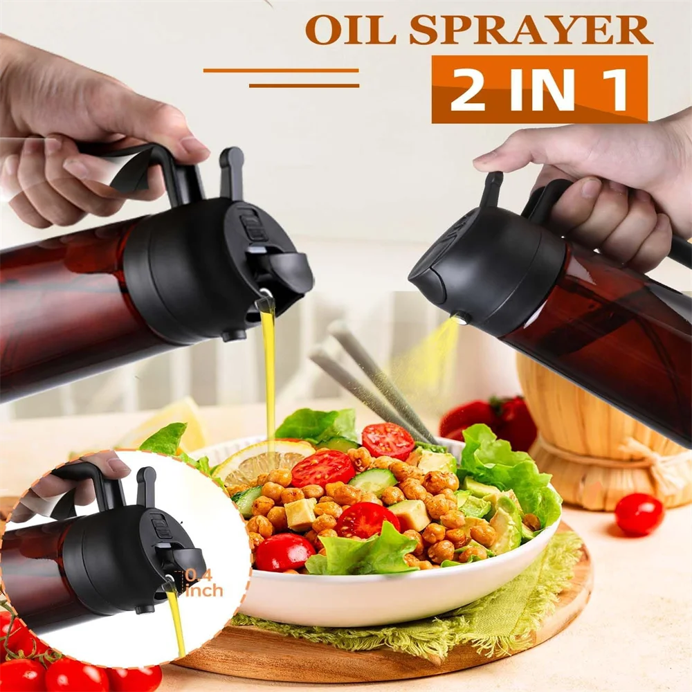 Fiotasy Spruzzatore Olio 2 In 1 Vetro 470ml - Per Cucina E Friggitrice Adaria - Nero/Marrone - Foto 6