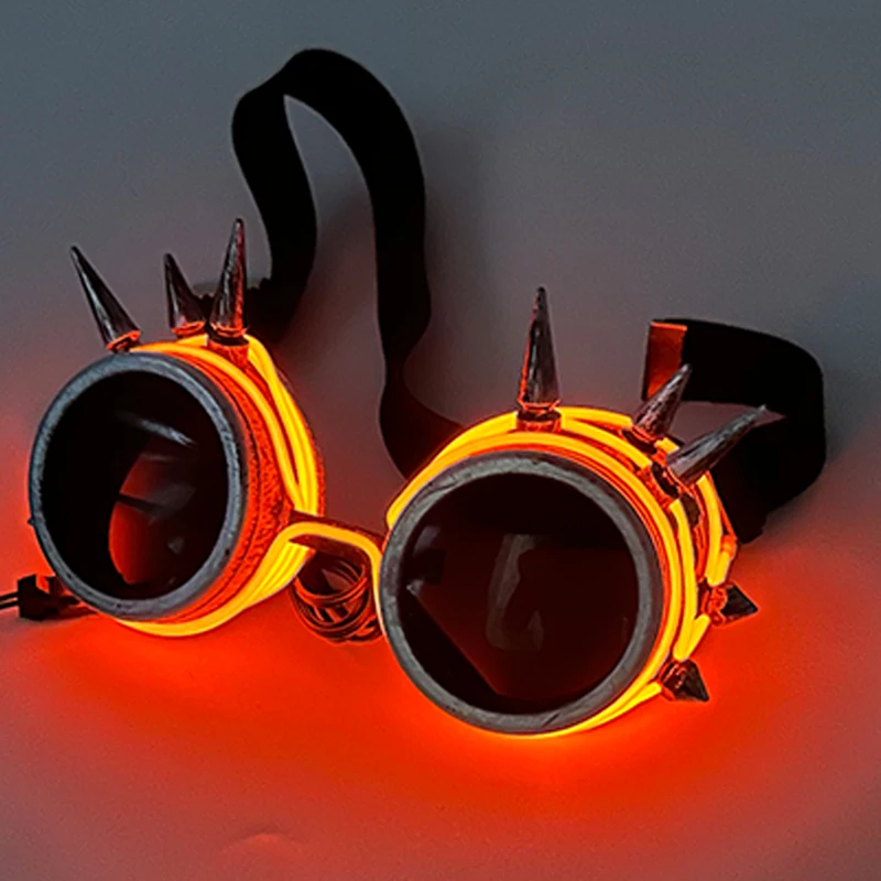 Glowing cool steampunk glasses with spikes cyberpunk  display picture 3