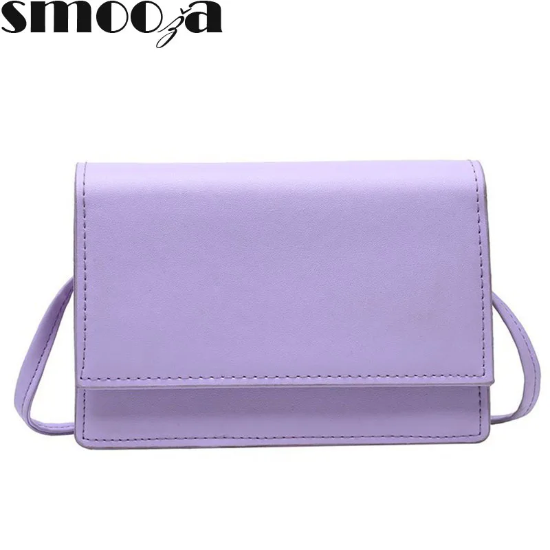 SMOOZA Fashion Candy Color Flap Bag For Women 2021 New Luxury Handbags Designer Shoulder Crossbody Female Plain PU | Багаж и сумки