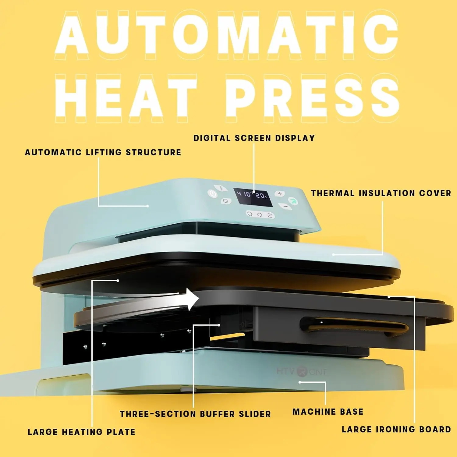 

Auto Heat Press Machine for T Shirts - Heat Press 15x15 with Auto Release - Heats Up Fast & Distribute Heat Evenly,