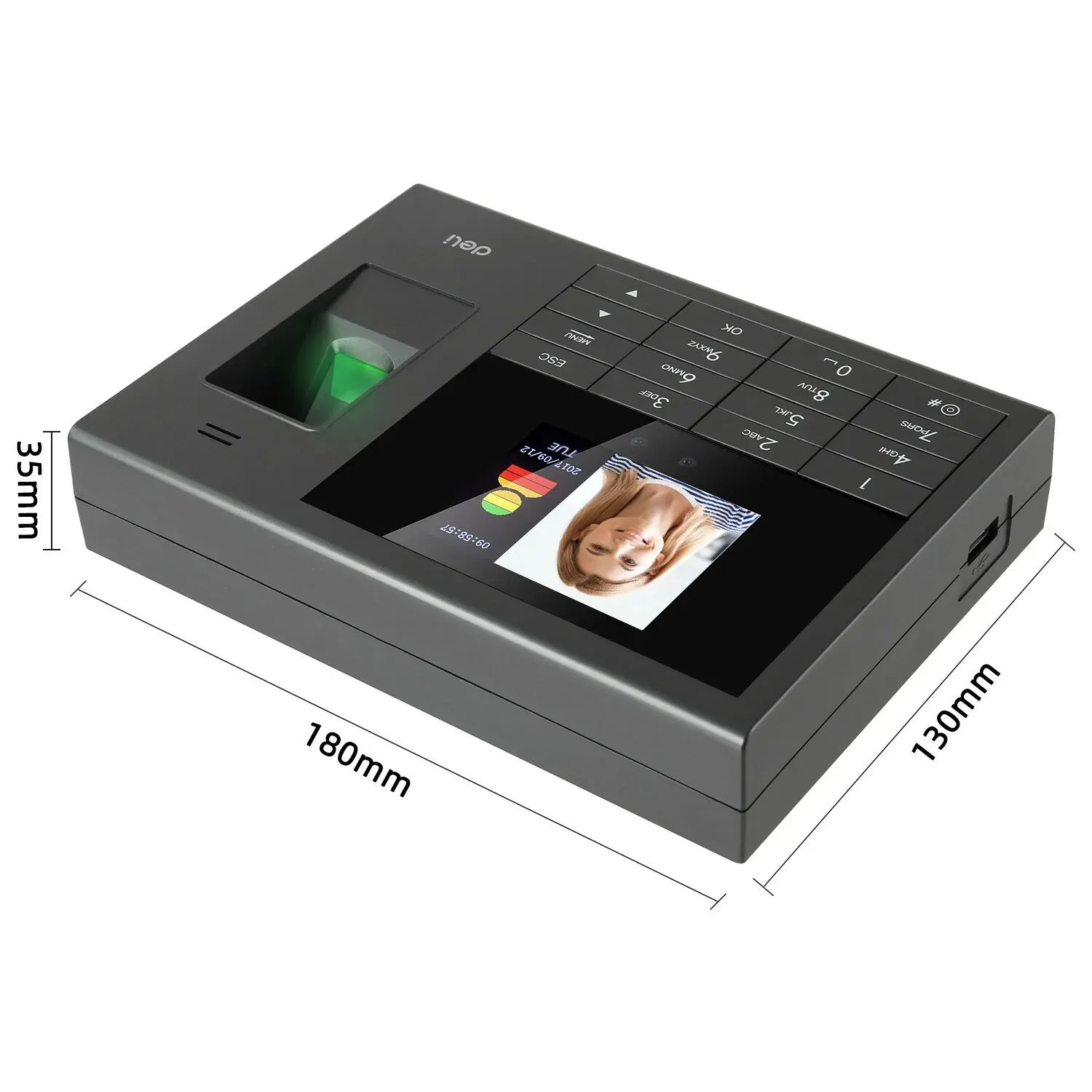 Deli-Biometric Fingerprint Gravador Tempo para Reconhecimento Empregado, Face Recorder, Facial Time Clock, Fingerprint Reader, E3765