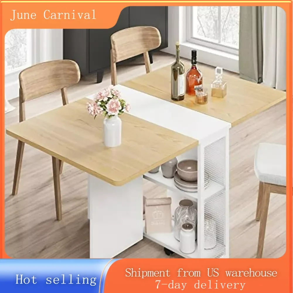 Folding Dining Table with 2 Tier Storage 1