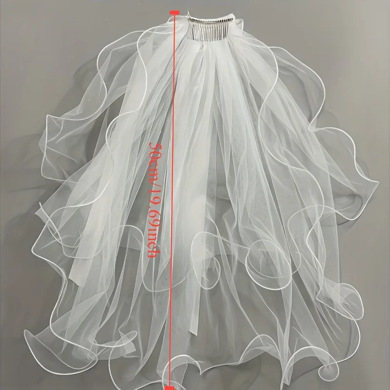 Velo da sposa per addio al nubilato, velo da matrimonio bianco con fiocco, elegante velo in tulle a strati con fermaglio per capelli per donne e ragazze - immagine 2