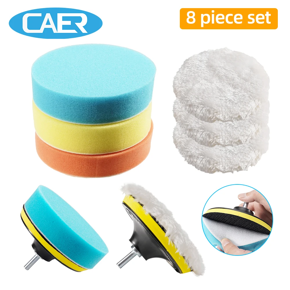 5SizesCarPolishingDiscBuffingWaxingSpongeWoolWheelDrill