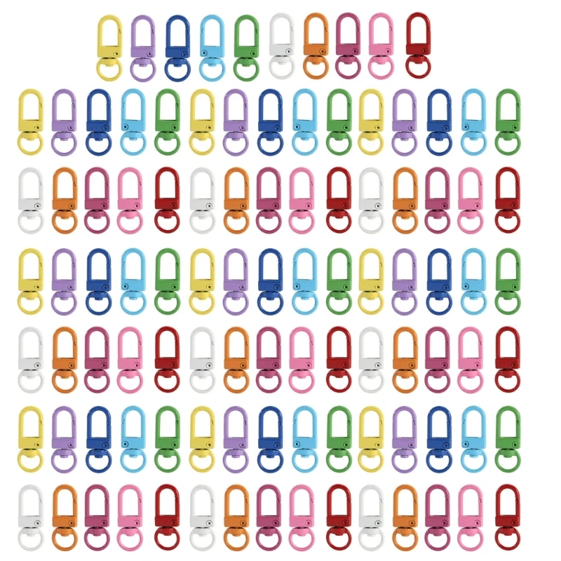 

Pack of 100 Colorful Lobster Clasps Rotating Keychain Hooks Random Color Carabiner Clasp Key Chain Hook for Key Fob