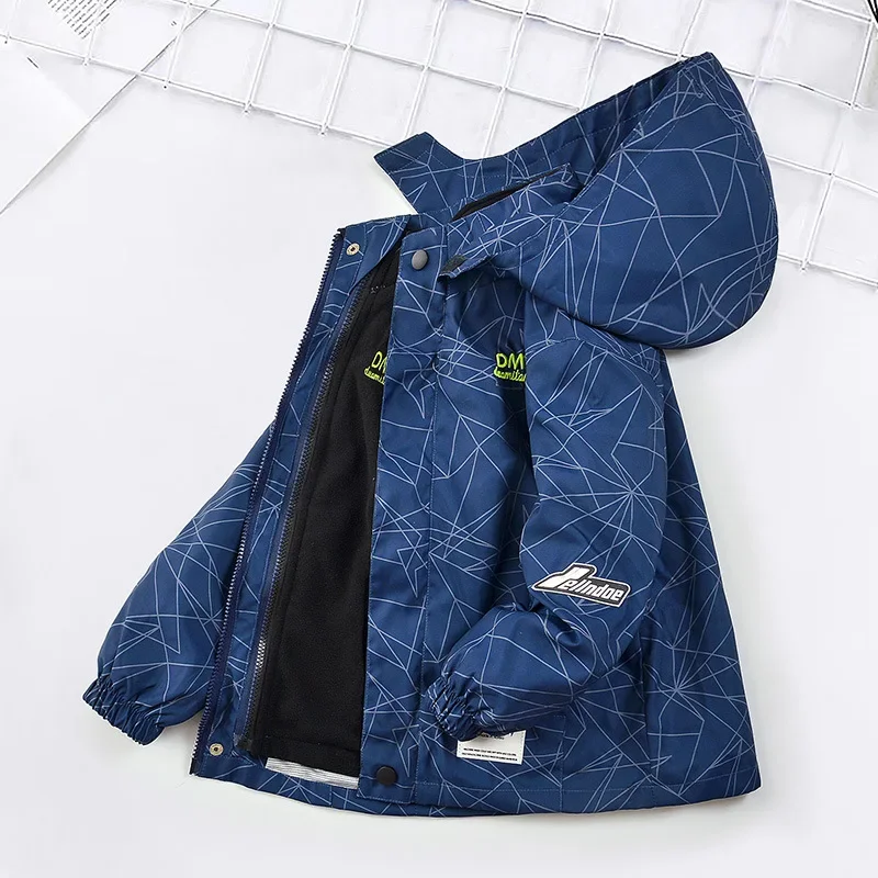 Boys' Jackets Medium and Older Children's Thickened Jackets Autumn Clothes New Children's Clothing Removable Windproof