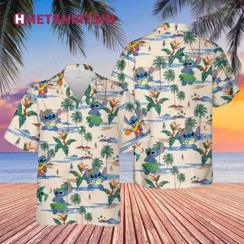 Stitch Hawaii Beach Hot Summer Shirt Disney Hawaiian Shirt Vintage Button Down Shirt Men Women T-Shirt Stitch Hawaiian Shirt 5