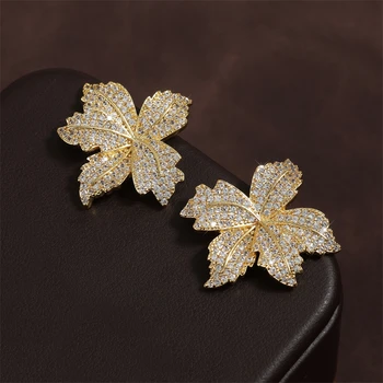 ZAKOL New Sparkling Micropaved Zirconia Leaf Flower Earrings Elegant Luxury Glamor Wedding Party Jewelry For Women 1