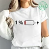 T-Shirts for Women 1% Battery Print Graphic Casual T-Shirt Short Sleeve T Shirt Women's T-Shirt Clothing Top Tee Shirts