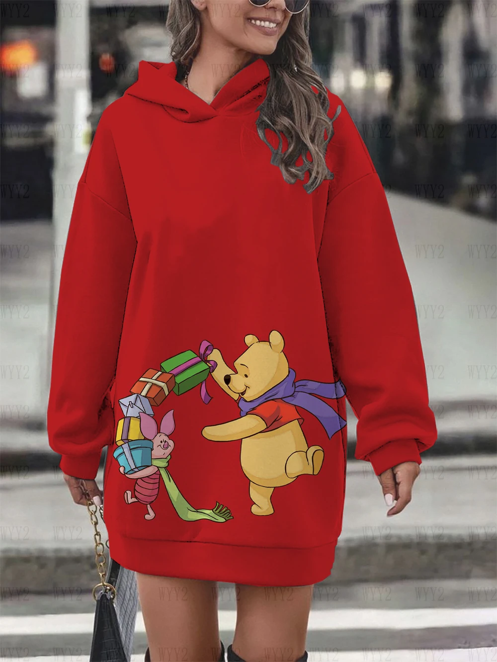 

Women's Clothing Disney Christmas Winnie the Pooh Print Pullover Sweatshirt Women's Party Dress Fashion Street Style Sweatshirt