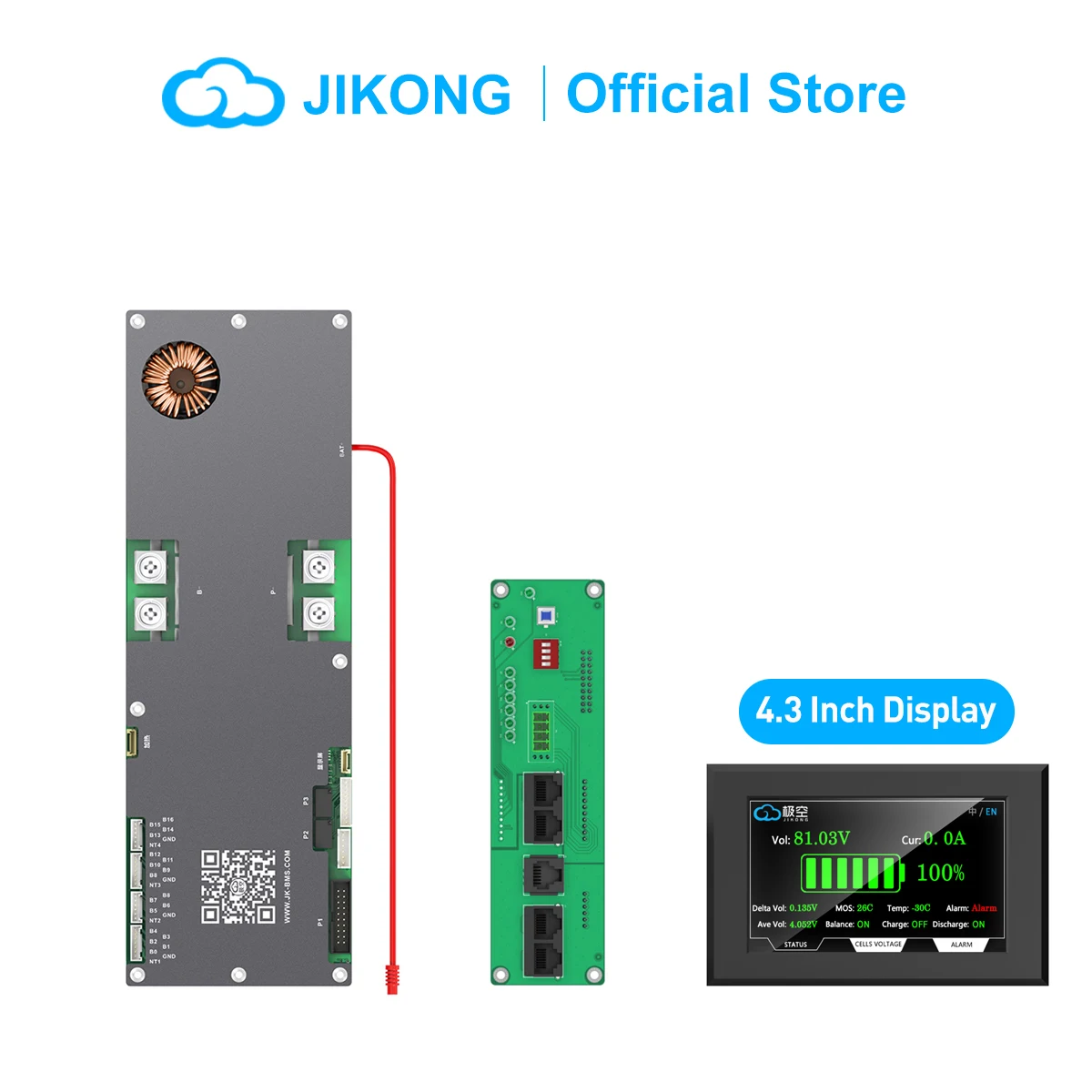 JIKONG BMS Lifepo4 Li-ion LTO Inverter Smart BMS 8S 16S 24V 48V Family Energy Storage 4.3 Display JIKONG BMS Accessories