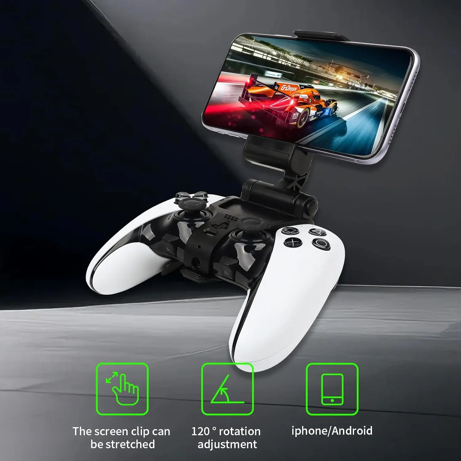 Per PS5 Dualsense Edge Elite Controller Supporto per clip per montaggio su telefono regolabile Supporto per giochi mobili Supporto per gamepad Accessori