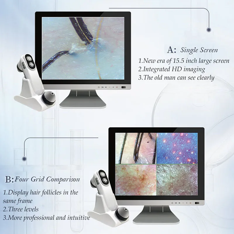 15inch LCD Skin&Hair Analyzer Detector Digital Microscope Magnifier Skin Hair Blackhead Follicle Scalp Detector 50X-200X