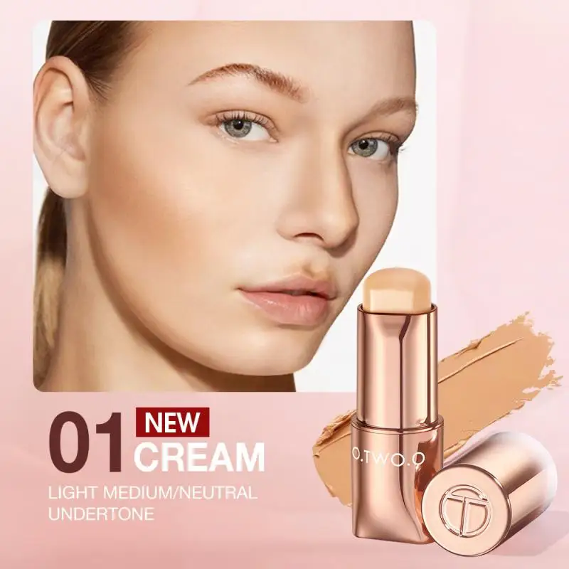 Face concealer pen contour stick sponge head concealer makeup concealer O.TWO.O monochrome silky concealer stick stereo sculpting face contours natural cover dark circles modify outline