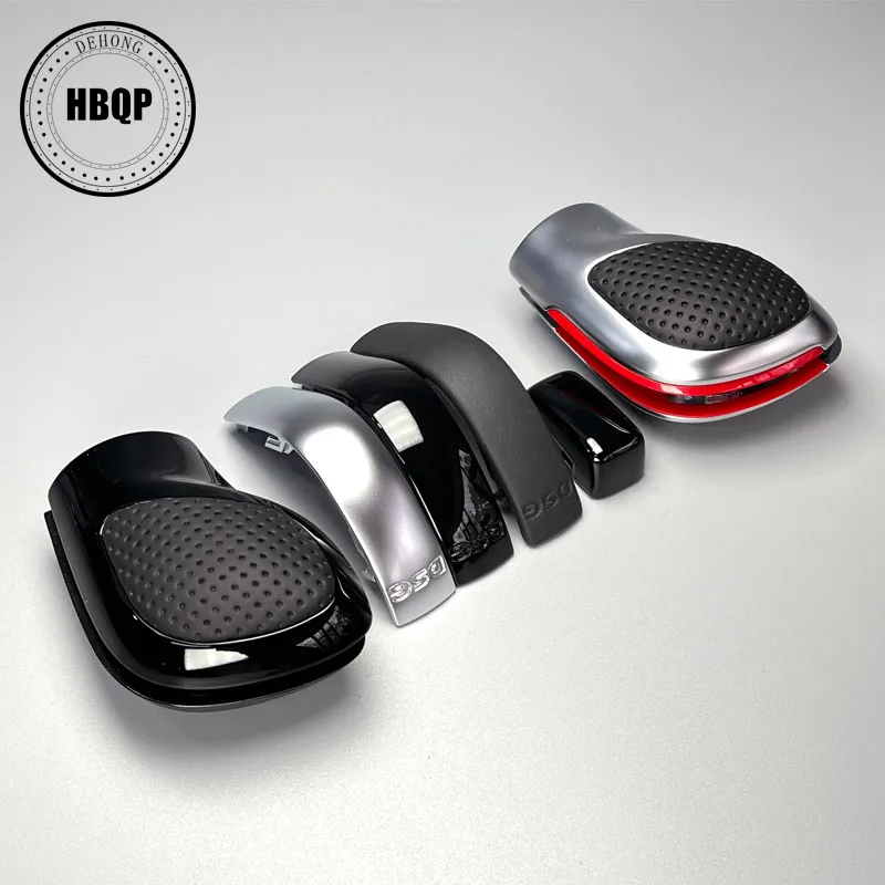 Perilla De Palanca De Cambios Cromada Mate Con Cubierta Lateral De Cuero, Emblema Dsg Para Vw Golf 6 7 R Gti Passat B7 B8 Cc R20 Jetta Mk6 Gli