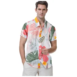 T-Shirts For Men Clothing Summer Men‘S Hawaiiss Casual Clothes Short Sleeve Floral Button Down T Camisas De Vestir Para Hombre
