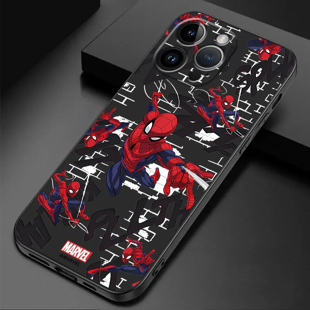 thumbnail image 1 of Marvel superhero Spider Man Phone Case for Apple iPhone 15 Pro Max SE 13 XS X 7 6s 14 12 Mini 8 Plus 11 Pro XR Cover Black Soft, 1 of 5