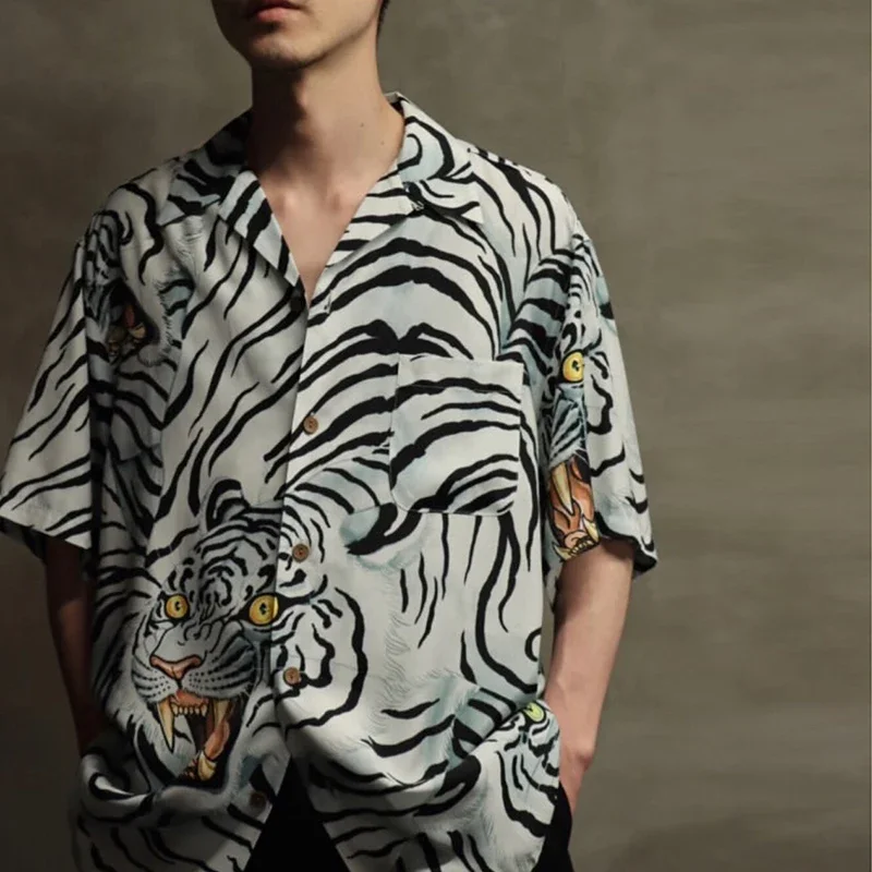 

new Japanese Pure cotton trendy brand T-shirt Printed T Shirt High-quality Cloud Full Printed Shirt Men Women Hawaiian Style