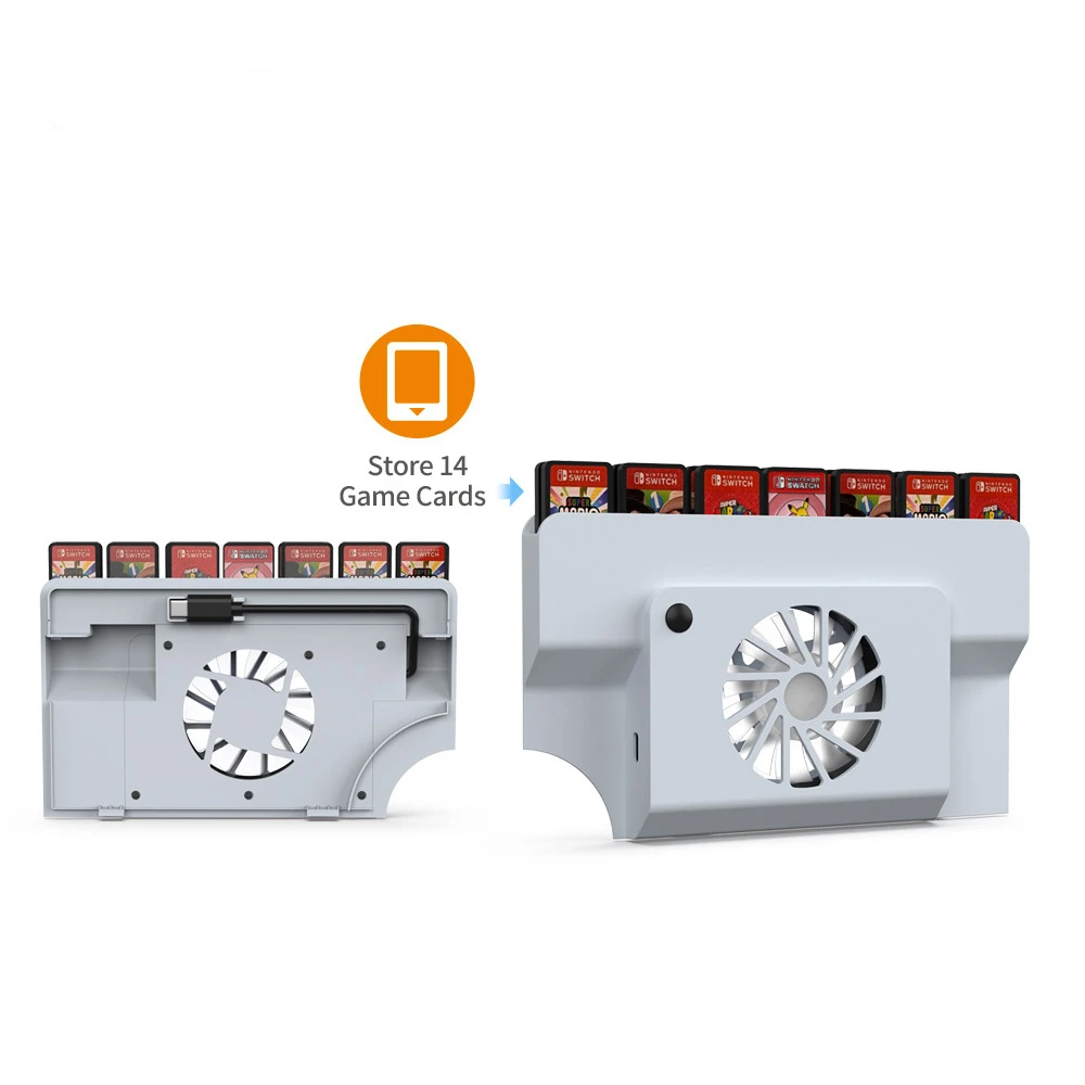 

Host Based Cooling Fan Heat Radiator External Cooler LED Dock Cooler Equipped With Game Card Slot For Switch OLED