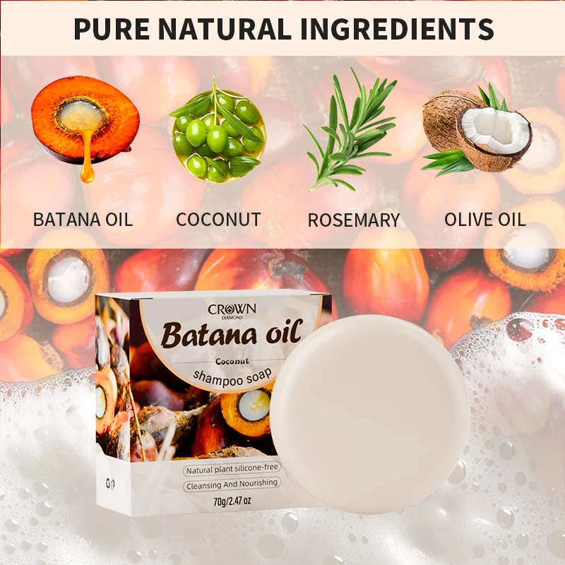 2-in-1 Natural Anti-Hair Loss Shampoo Bar with Batana and Rosemary Controls Oil Strengthens Roots Long-Lasting Coconut Oil Soap for plant shampoo