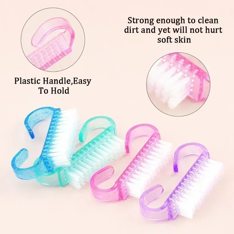 50/5Pcs Plastic Nail Brushes Mix Color Nail Hand Scrubbing Cleaning Brush Dust Cleaner Nail Art Manicure Soft Remover Tools 5