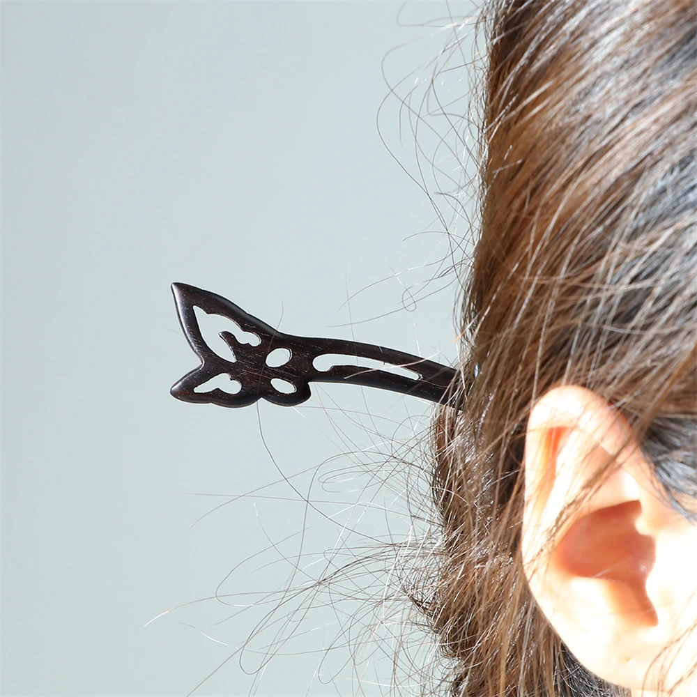 34 Stile natürliche schwarze Sandelholz Haars täbchen hochwertige Haarnadel für Frauen Mädchen Antike Essstäbchen geformte Haars pange Schmuck – Detail 2