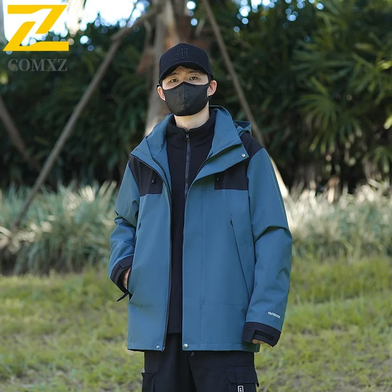 COMXZ Mens Thickened Jacket Snow Skiing Windproof Warm Parka High-quality Hooded Lightweight Cold Resistant Winter Outerwear