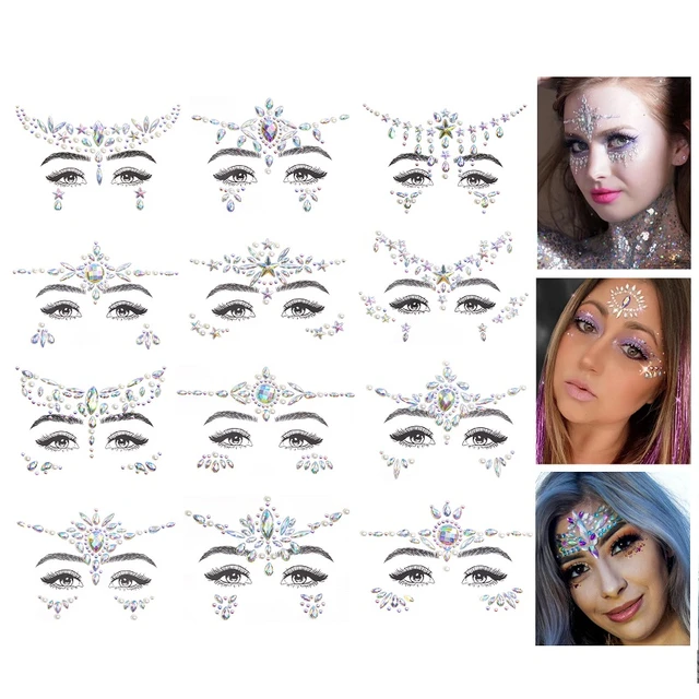 New 3d Rhinestones for Face Bright Face Stickers Festival Adhesive Glitters  Face Makeup Crystals Diamond Gems Jewels Stickers - AliExpress