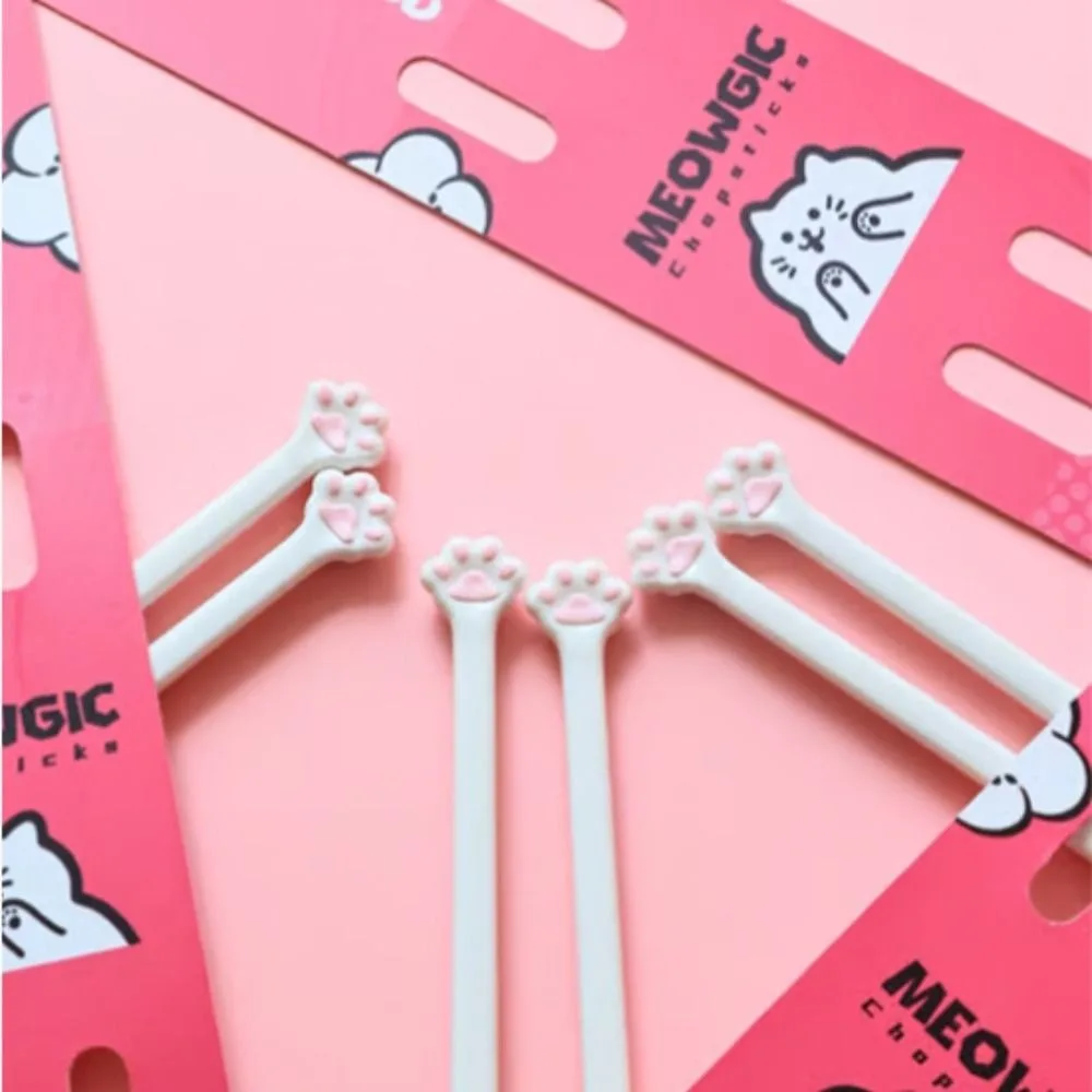 Pink Plastic Cat Paw Chopsticks Cooking Tools