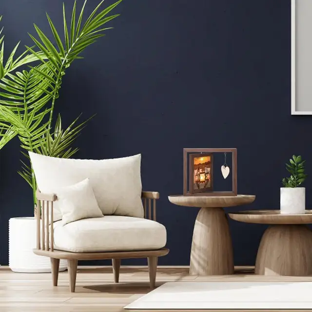 Dupla Mellékképes Képkeret Függőleges Rusztikus Fotókeretek 360 Forgó - Image 4