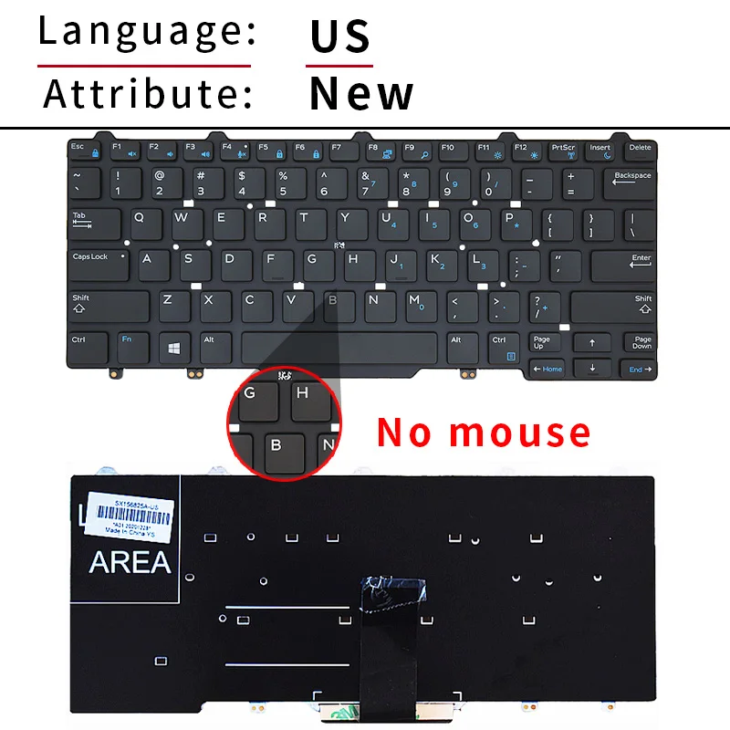 New Genuine Laptop Keyboard Compatible for DELL Latitude 3340 3350 5480 5490 E3340 E7450 E5450 E7470 E5470