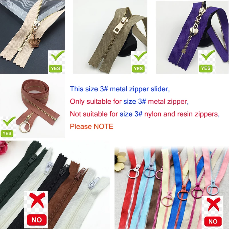 1PCS 3# Zipper Repair Kits Zipper Pull Metal Slider Head Garment Bag And Suitcase DIY Material Accessories P075