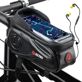 JLETOLI Bicycle Bag Waterproof Touch Screen Cycling Bag With Sun Visor Bike Top Tube Bag 6.7inch Phone Case Mtb Accessories