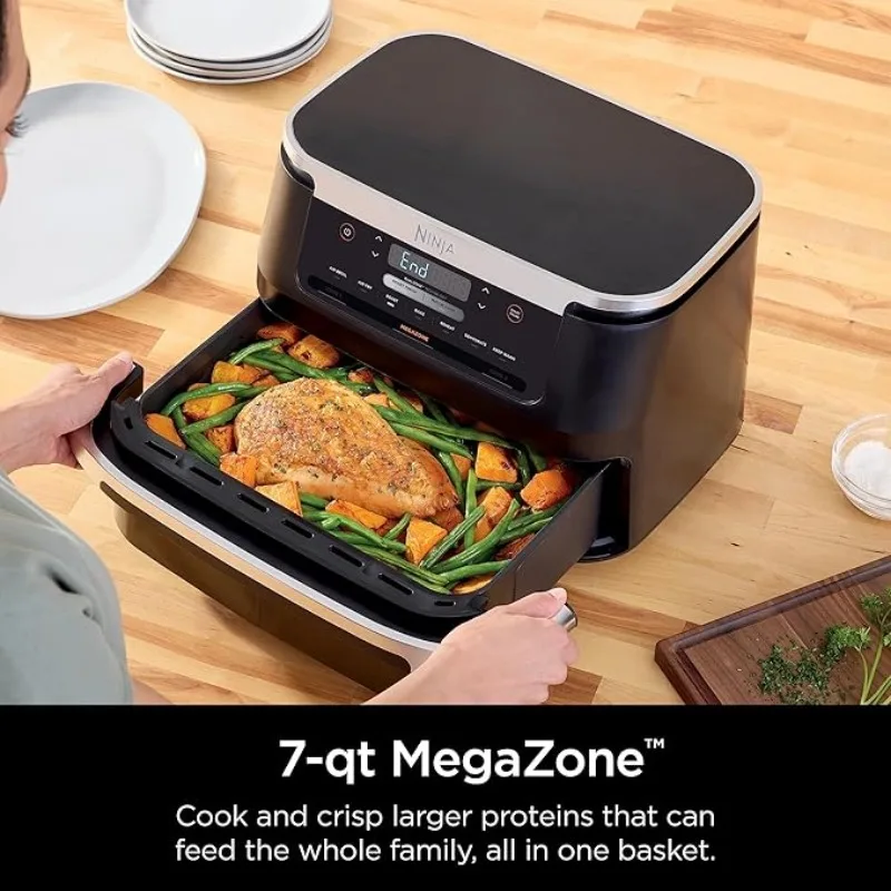 Ninja DZ071 Foodi 6-in-1 FlexBasket Air Fryer with 7-QT MegaZone & Basket Divider for Large Proteins & Full Meals 3