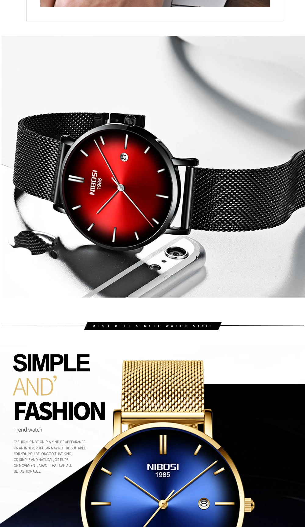 NIBOSI Casual Mens Watches Top Brand Luxury Ultral Thin Quartz Watch for Men Mesh Steel Simple Business Watch Relogio Masculino