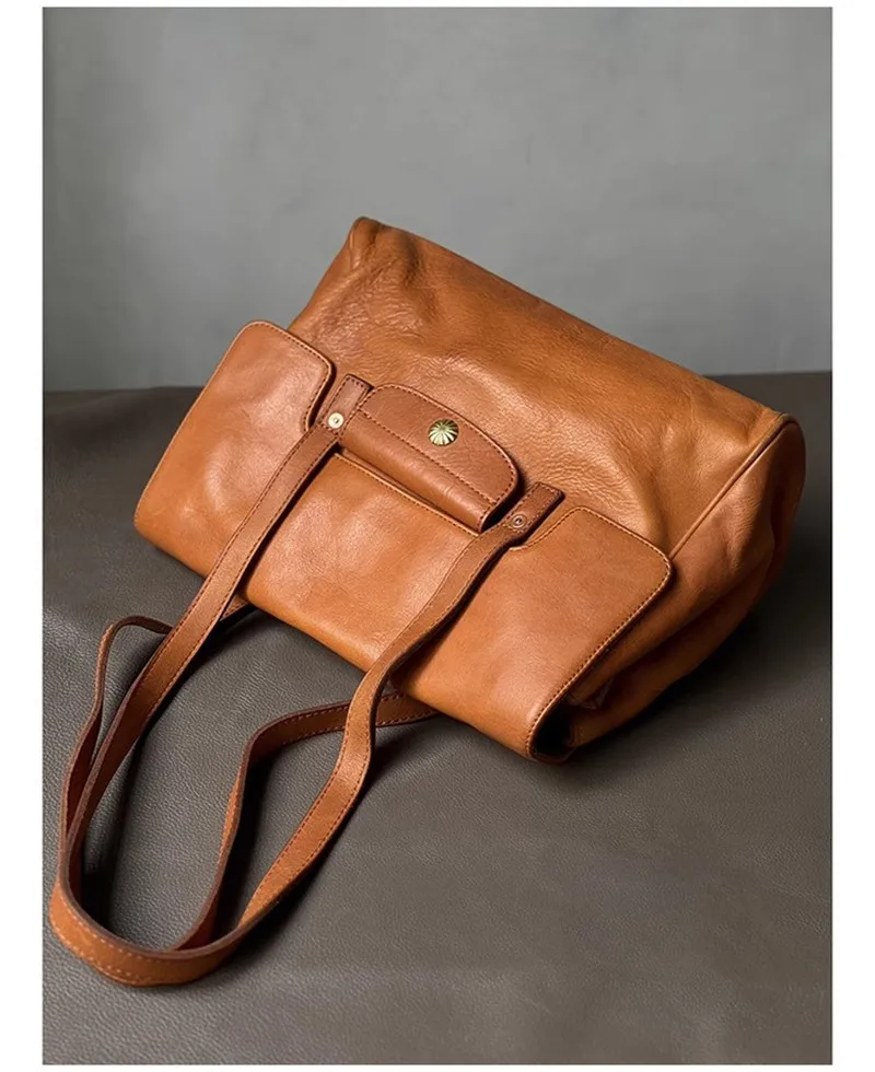 Pndme Vintage hochwertige Echt leder Damen Umhängetasche Designer hand gefertigte Luxus echte Rindsleder weibliche Einkaufstasche – Detail 12