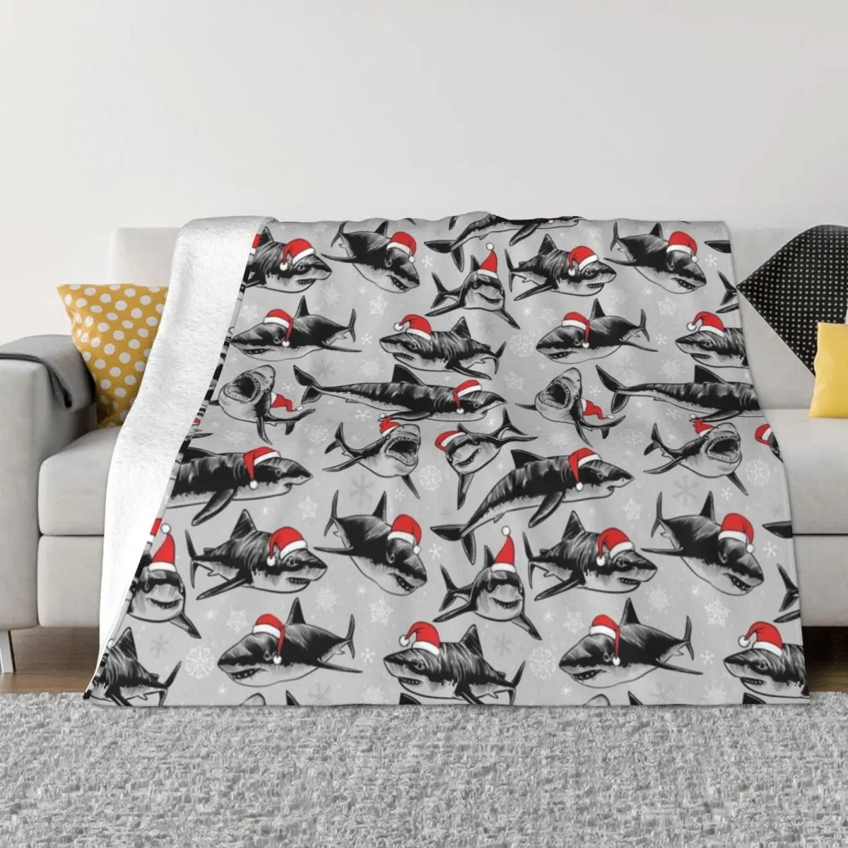 Coperta Da Picnic Coperta Da Picnic Con Squali Di Babbo Natale Coperta Decorativa