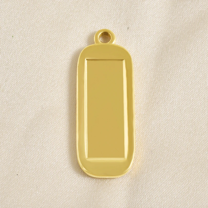 6 Stück leere Fassungen Cabochon-Anhänger rund rechteckig quadratisch Charm Edelstahl Charms für Schmuckherstellung Bulk DIY Halsketten – Detail 6
