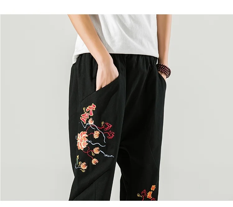 Zongke Floral Embroidered Casual Pants MenClothing Street Wear Mens Pants Trousers Fashion M-5XL 2022 Spring New Arrivals hippy pants